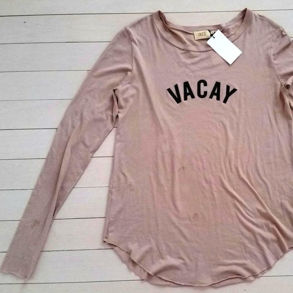 ALL THINGS FABULOUS Beige ' VACAY " Oversize Top